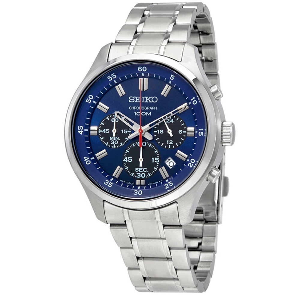 Men's Seiko Chronograph Stainless Steel Blue Dial